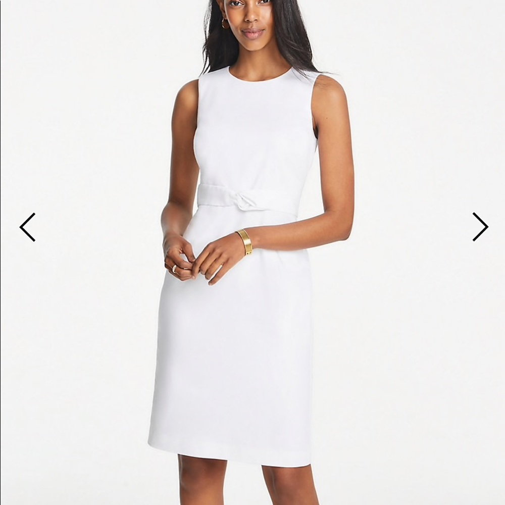 ANNE TAYLOR TIE FRONT DRESS COTTON SATEEN